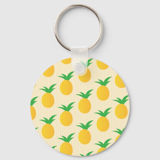 Bright Yellow Pineapple Pattern Keychain (Front)