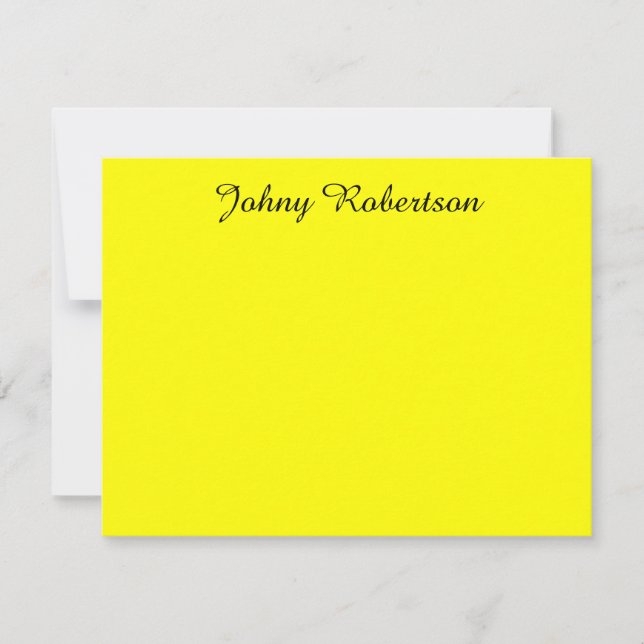 Bright Yellow Plain Elegant Professional Modern Card (Front)