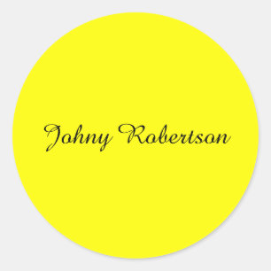 Bright Yellow Plain Elegant Professional Modern Classic Round Sticker