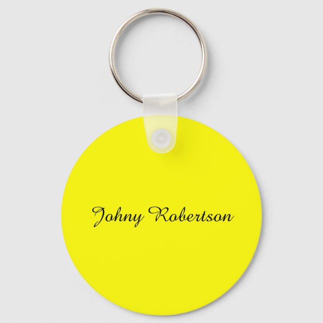 Bright Yellow Plain Elegant Professional Modern Keychain (Front)