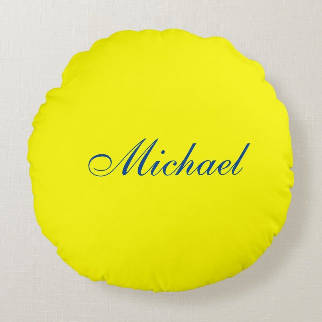 Bright Yellow Plain Elegant Professional Modern Round Pillow (Front)
