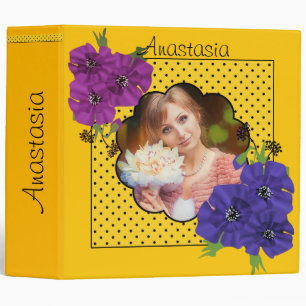 Bright yellow polka dot, retro, polka dot, yellow, binder