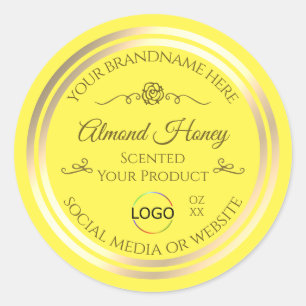 Bright Yellow Product Label Gold Frame with Logo