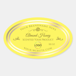 Bright Yellow Product Label Gold Frame with Logo
