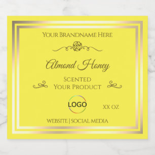 Bright Yellow Product Label Gold Frame with Logo