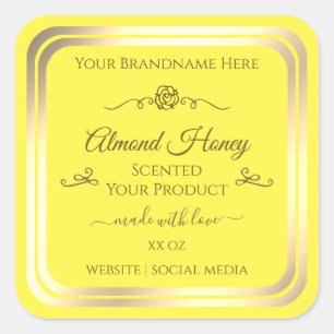 Bright Yellow Product Label Gold Shimmer Frame