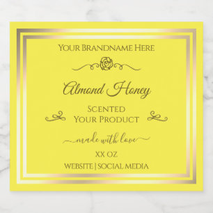 Bright Yellow Product Label Gold Shimmer Frame