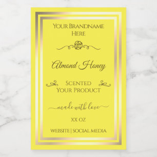 Bright Yellow Product Label Gold Shimmer Frame
