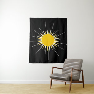 bright yellow radiant shining sun pattern tapestry