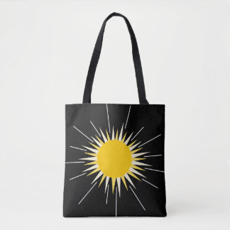 Bright yellow radiant shining sun  tote bag
