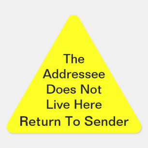 Bright Yellow Return To Sender Triangle Sticker