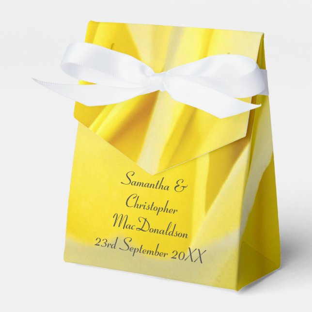 Bright yellow rose country floral wedding favor box (Front Side)