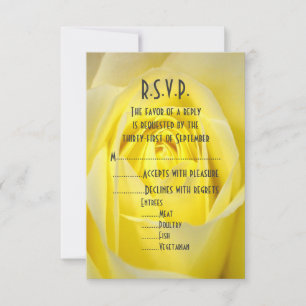Bright yellow rose flower floral R.S.V.P RSVP Card