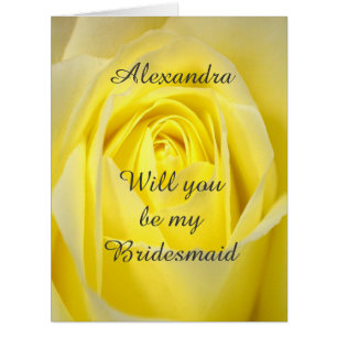 Bright yellow rose will you be my bridesmaid