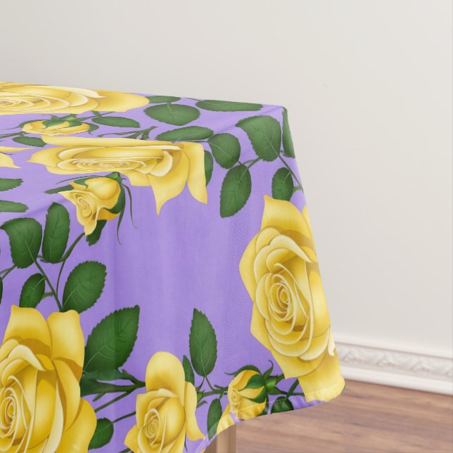 Bright Yellow Roses With Green Leaves  Tablecloth (In Situ)