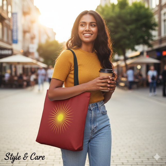 Bright Yellow Shining Star Mark Christmas Red Tote Bag (Bright Yellow Shining Star Mark Christmas Red Tote Bag)