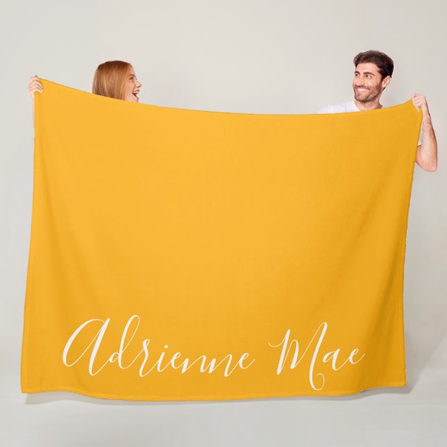 Bright Yellow Simply Personalized Fleece Blanket (In Situ)