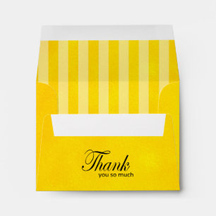 Bright Yellow Smudge Line Stripes   Thank You Envelope