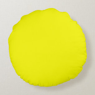 Bright yellow solid basic plain colour round pillow