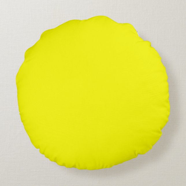 Bright yellow solid basic plain colour round pillow (Back)
