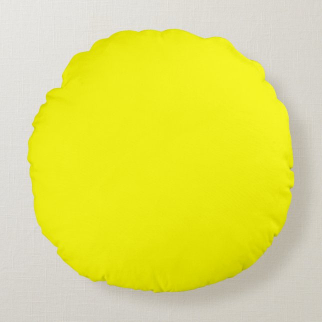 Bright yellow solid basic plain colour round pillow (Front)