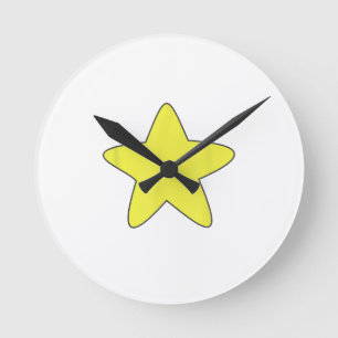 Bright Yellow Star Belly Shirt, Distressed Gold St Round Clock