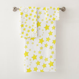 Bright Yellow Star Patterned Bath Towel Set