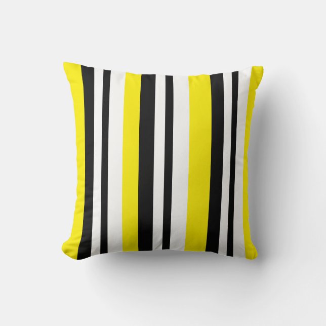Bright Yellow/Stripe Reversible Pillow (Front)