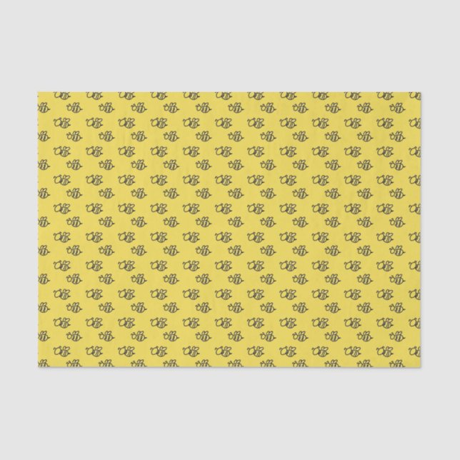 Bright Yellow Summer Bees Pattern Tissue Paper (Front)