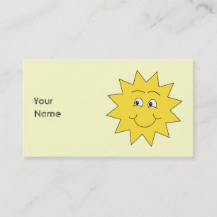 Bright Yellow Summer Sun. Smiling Face. Business Card
