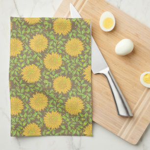 Bright Yellow Summer Sunflowers Kitchen Towel