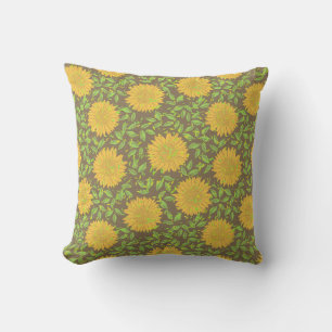 Bright Yellow Summer Sunflowers Throw Pillow