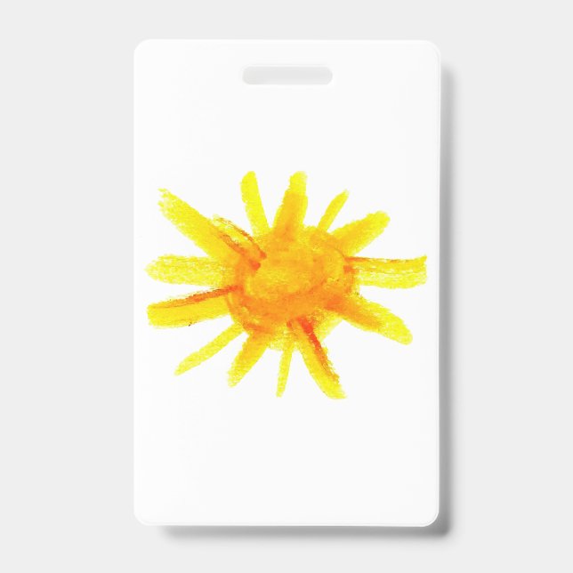 Bright yellow sun painted by hand badge (Front)