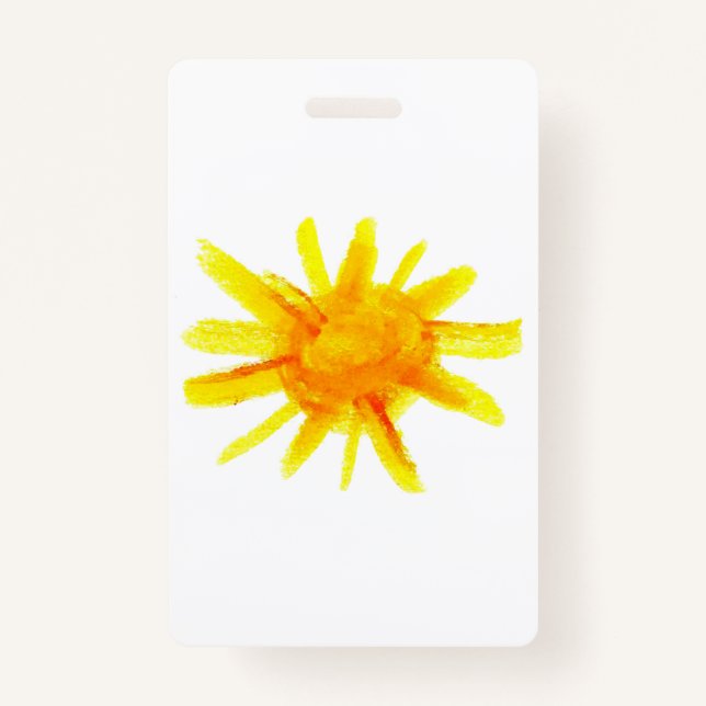 Bright yellow sun painted by hand badge (Front)