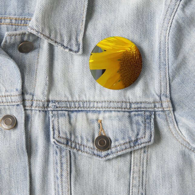 Bright Yellow Sunflower 2 Inch Round Button (In Situ)