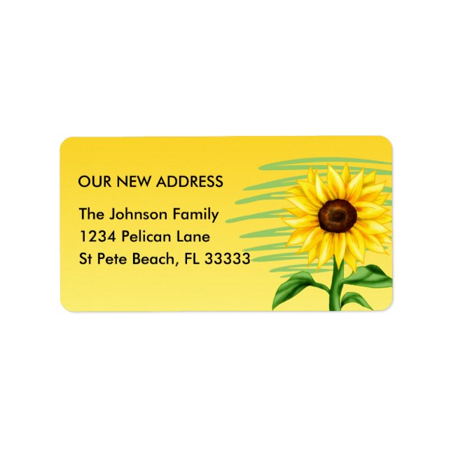 Bright Yellow Sunflower Change of Address Label (Front)
