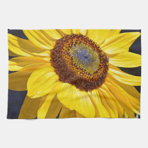 Bright yellow sunflower kitchen towel