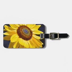 Bright yellow sunflower luggage tag