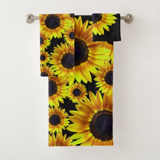 Bright Yellow Sunflower Pattern Bath Towel Set | Zazzle.ca