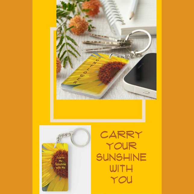 Bright Yellow Sunflower Personalized Keychain (Creator Uploaded)