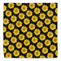 Bright Yellow Sunflowers on Black Background
