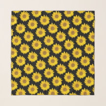 Bright Yellow Sunflowers on Black Background