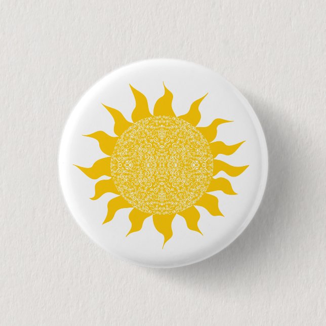 Bright Yellow Sunshine 1 Inch Round Button (Front)
