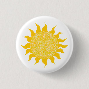 Bright Yellow Sunshine 1 Inch Round Button