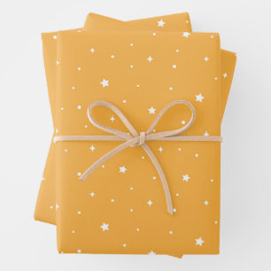 Bright Yellow Sunshine Celestial Stars Aesthetic Wrapping Paper Sheet
