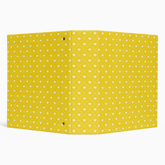 BRIGHT YELLOW TINY WHITE LOVE VALENTINE HEARTS BINDER