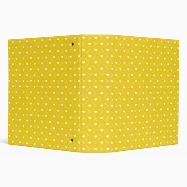 BRIGHT YELLOW TINY WHITE LOVE VALENTINE HEARTS BINDER (Background)