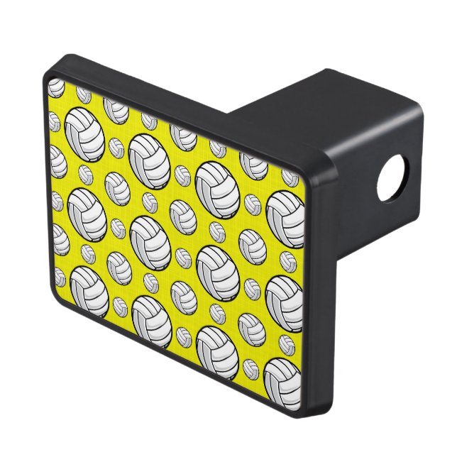 Bright Yellow Volleyball Pattern Trailer Hitch Cover (Top Right)