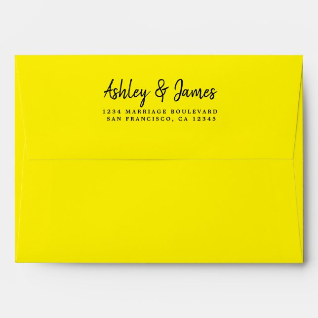 Bright Yellow Wedding Return Address Envelope (Back (Top Flap))