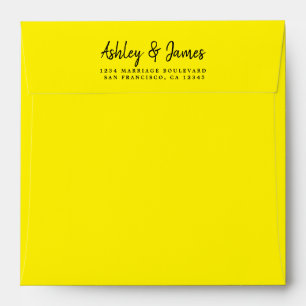 Bright Yellow Wedding Return Address Envelope